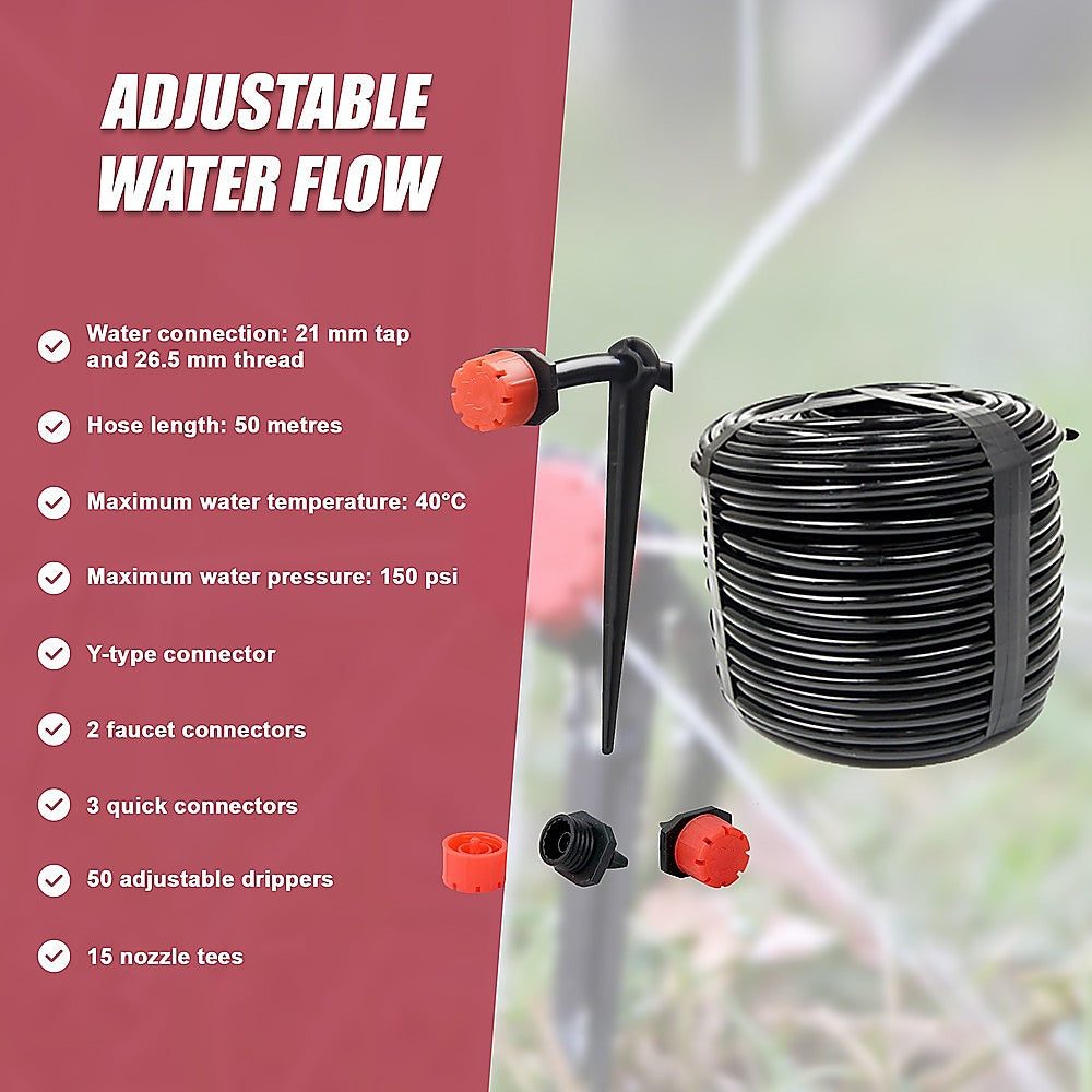 Irrigation Pumps: 50M Hose Garden Irrigation System Plant Watering DIY Micro Drip Kits