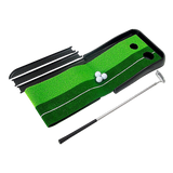 Activity Games: Indoor Practice Putting Green 2.5m Mat Inclined Ball Return Fake Grass 2 Holes