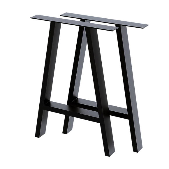 2x Rustic Dining Table Legs Steel Industrial Vintage 71cm - Black