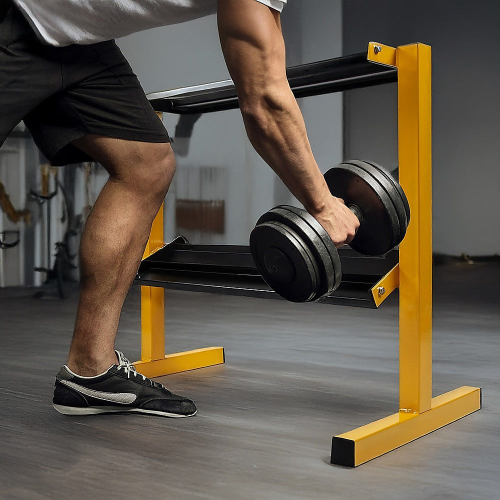 Gym Equipment & Accessories: 2 Tier Dumbbell Rack for Dumbbell Weights Storage