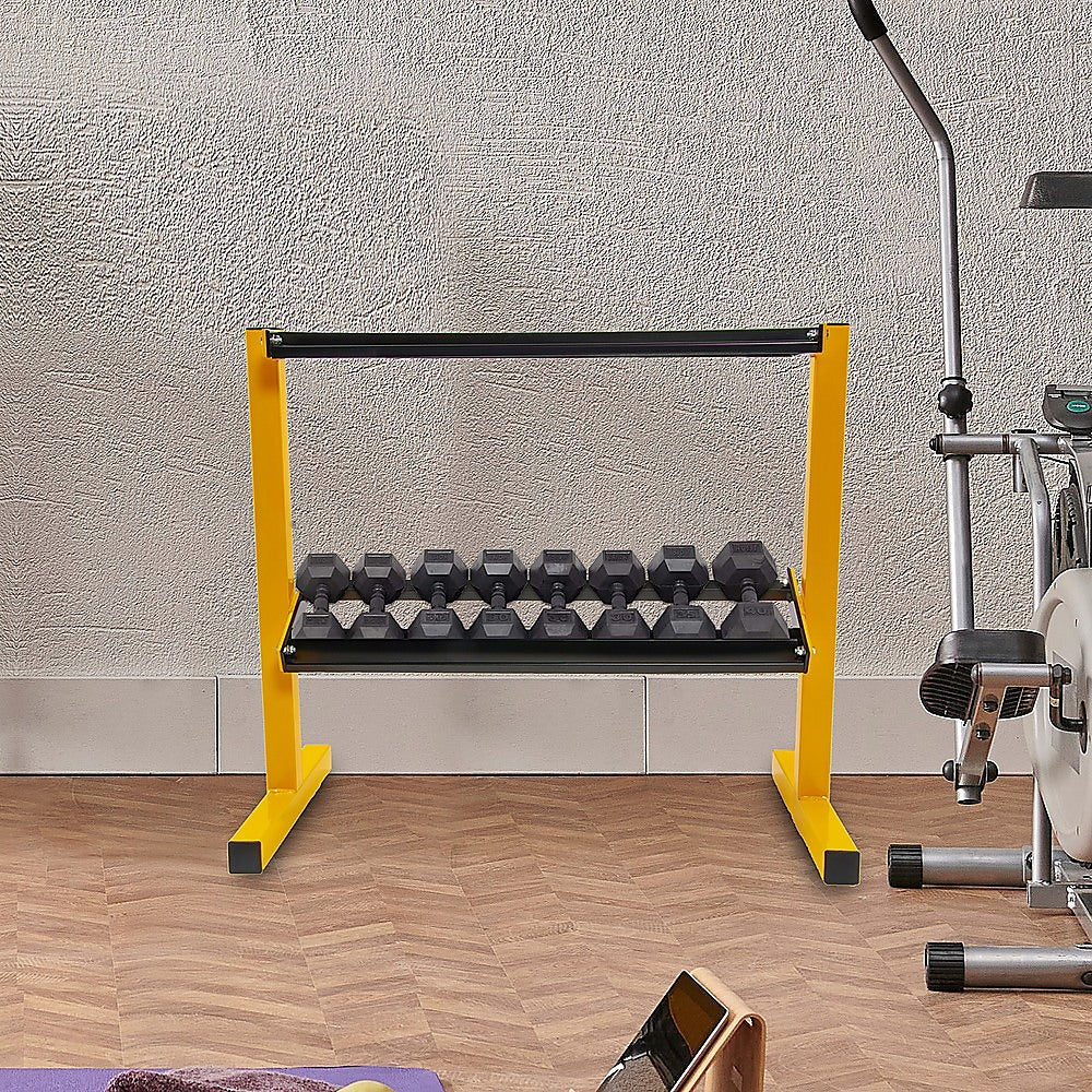 Gym Equipment & Accessories: 2 Tier Dumbbell Rack for Dumbbell Weights Storage