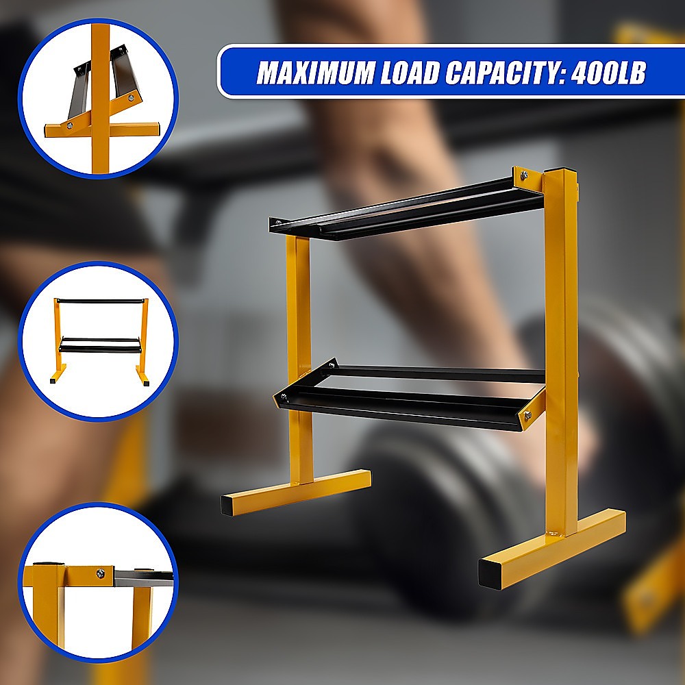 Gym Equipment & Accessories: 2 Tier Dumbbell Rack for Dumbbell Weights Storage