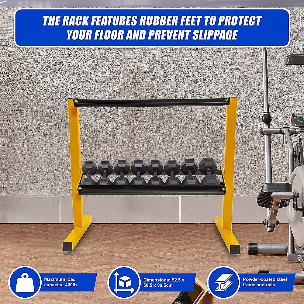 Gym Equipment & Accessories: 2 Tier Dumbbell Rack for Dumbbell Weights Storage