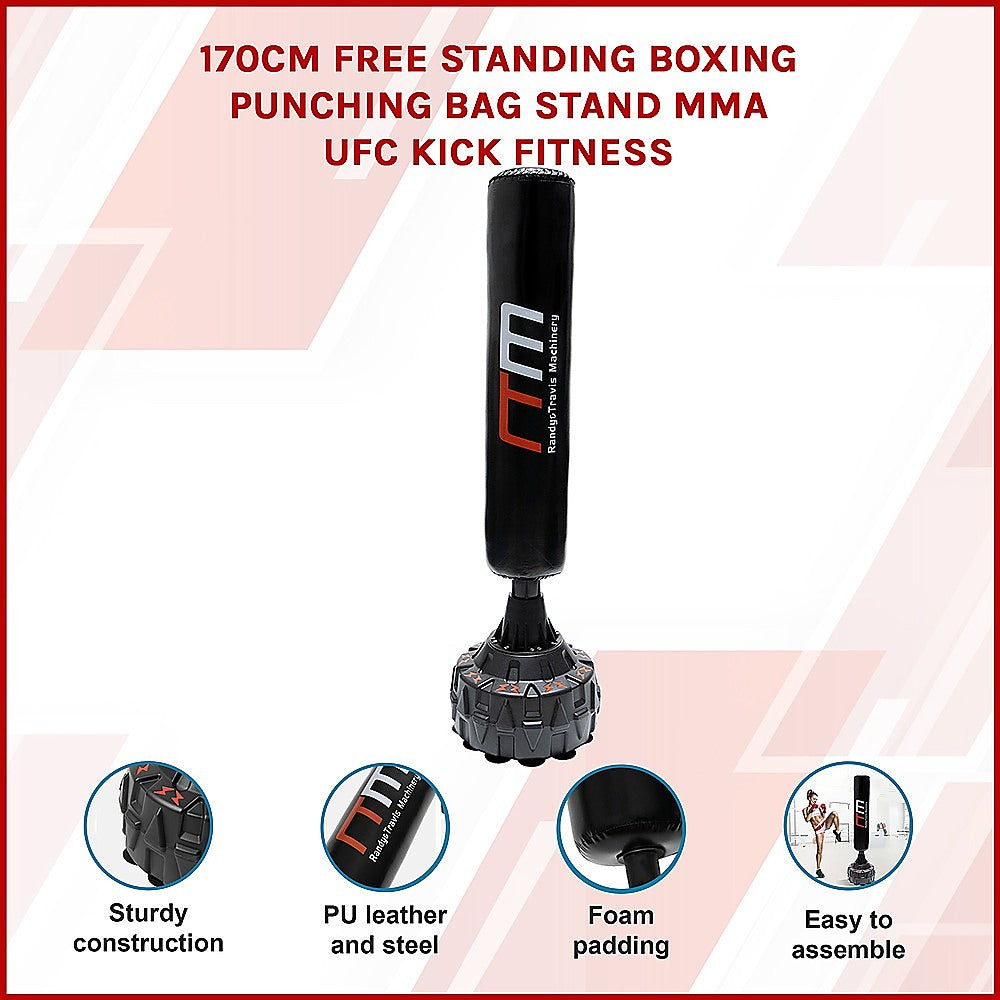 Boxing & Martial Arts: 170cm Free Standing Boxing Punching Bag Stand MMA UFC Kick Fitness
