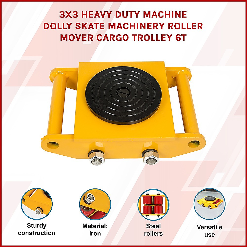 Utility Trolleys: Heavy Duty Machine Dolly Skate Machinery Roller Mover Cargo Trolley 6T