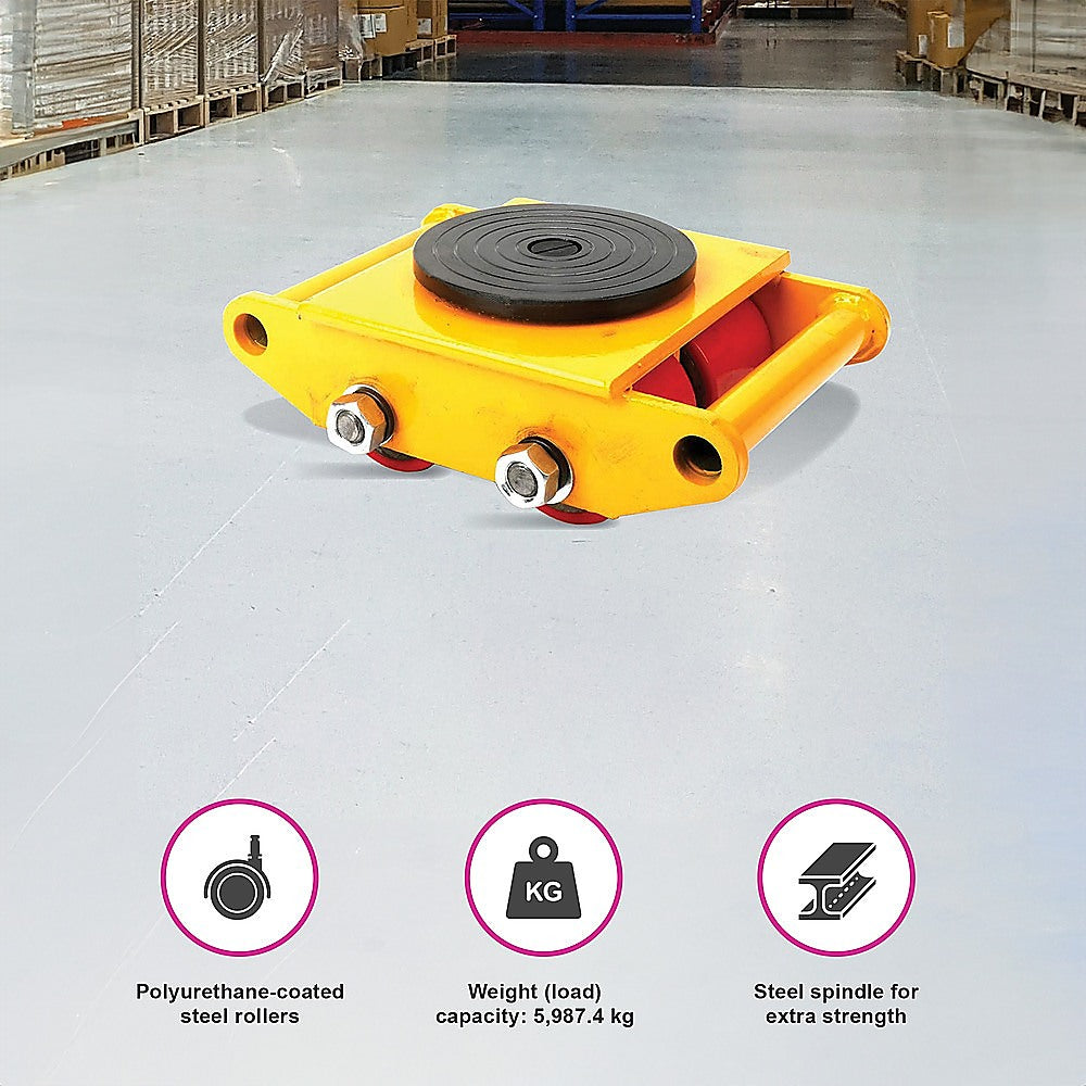 Utility Trolleys: Heavy Duty Machine Dolly Skate Machinery Roller Mover Cargo Trolley 6T