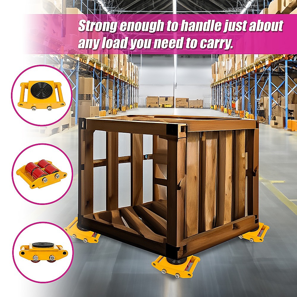Utility Trolleys: Heavy Duty Machine Dolly Skate Machinery Roller Mover Cargo Trolley 6T