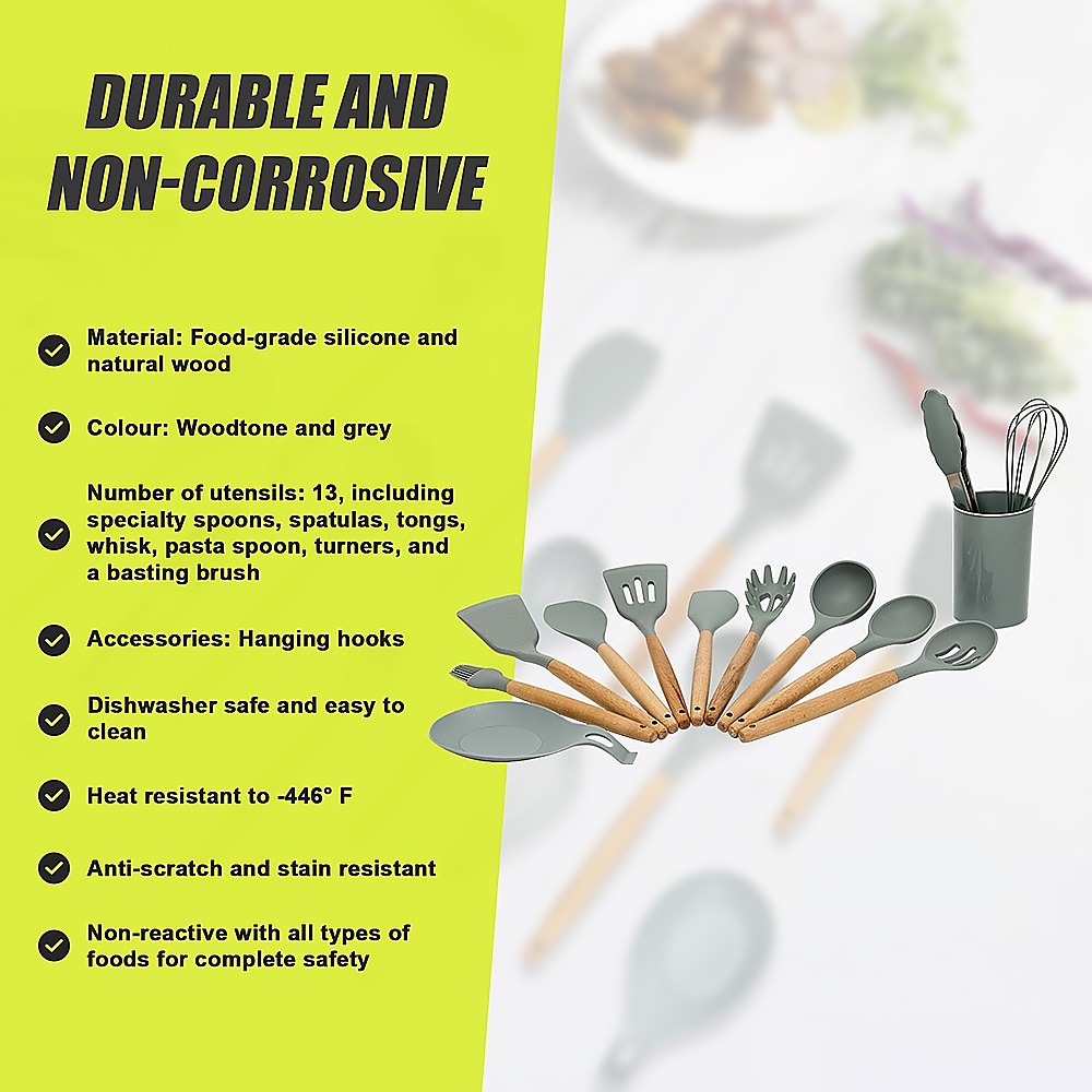Kitchen Utensils: 13x Kitchen Utensils for Cooking Baking Silicone Set