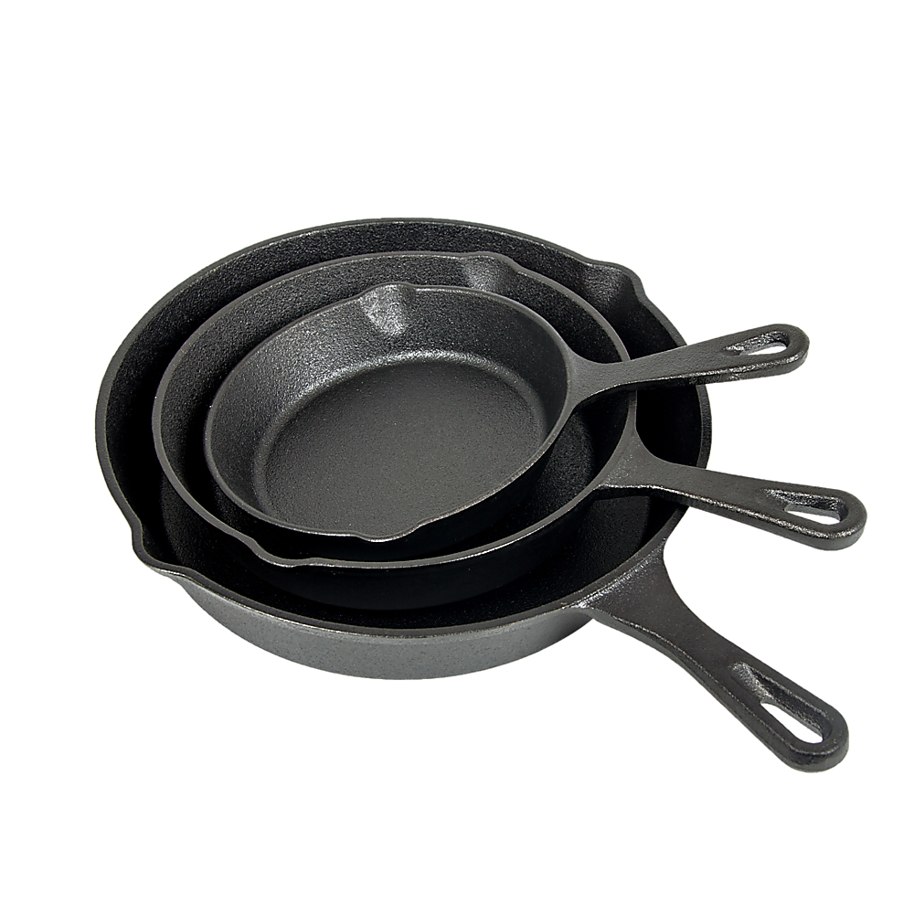 Kitchen Utensils: Pre Seasoned Cast Iron Skillet Fry Pan Set 3 Pcs Frying Pan Set