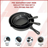 Kitchen Utensils: Pre Seasoned Cast Iron Skillet Fry Pan Set 3 Pcs Frying Pan Set