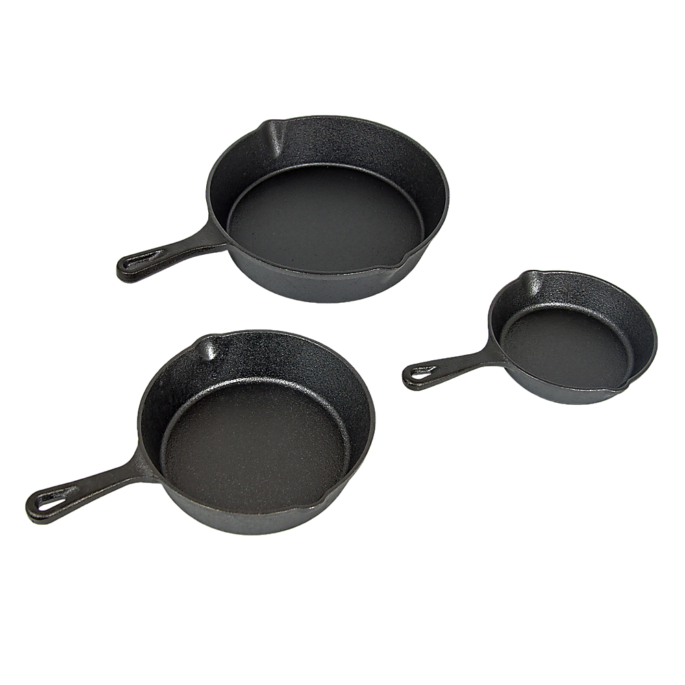 Kitchen Utensils: Pre Seasoned Cast Iron Skillet Fry Pan Set 3 Pcs Frying Pan Set