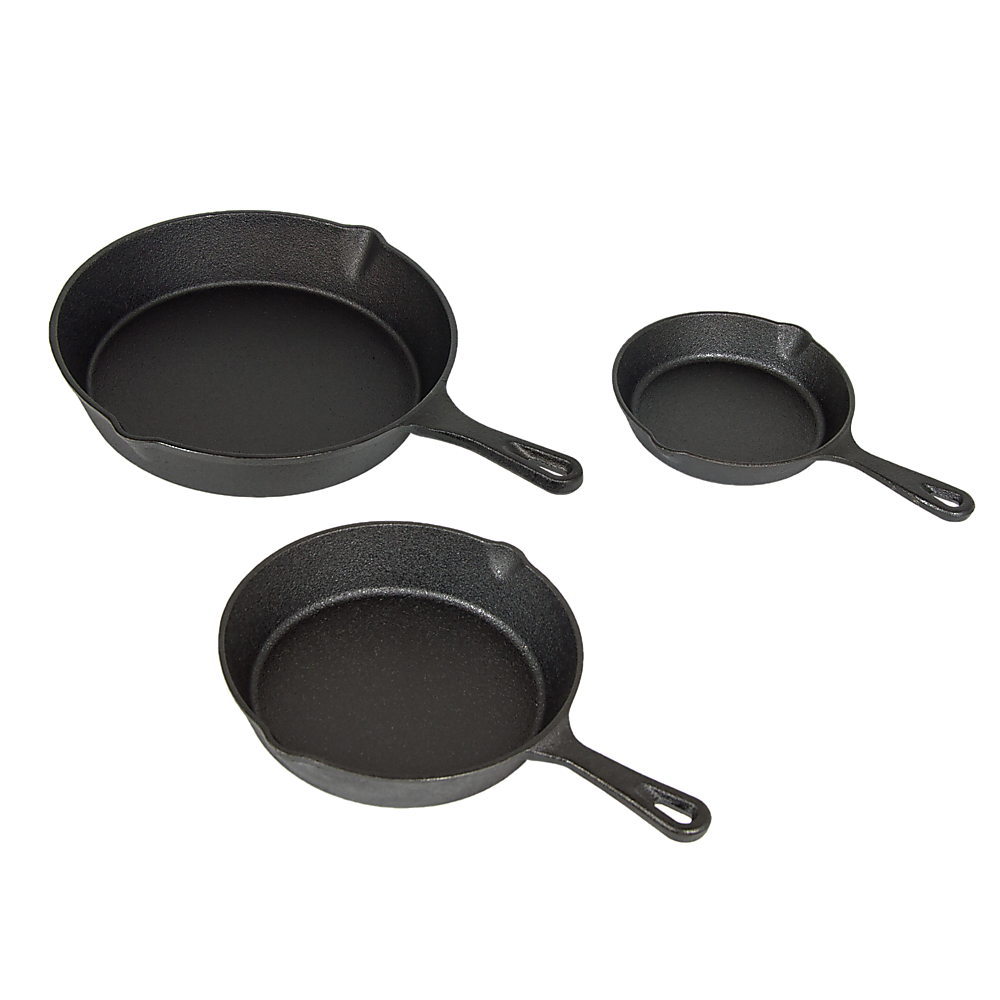 Kitchen Utensils: Pre Seasoned Cast Iron Skillet Fry Pan Set 3 Pcs Frying Pan Set