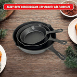Kitchen Utensils: Pre Seasoned Cast Iron Skillet Fry Pan Set 3 Pcs Frying Pan Set