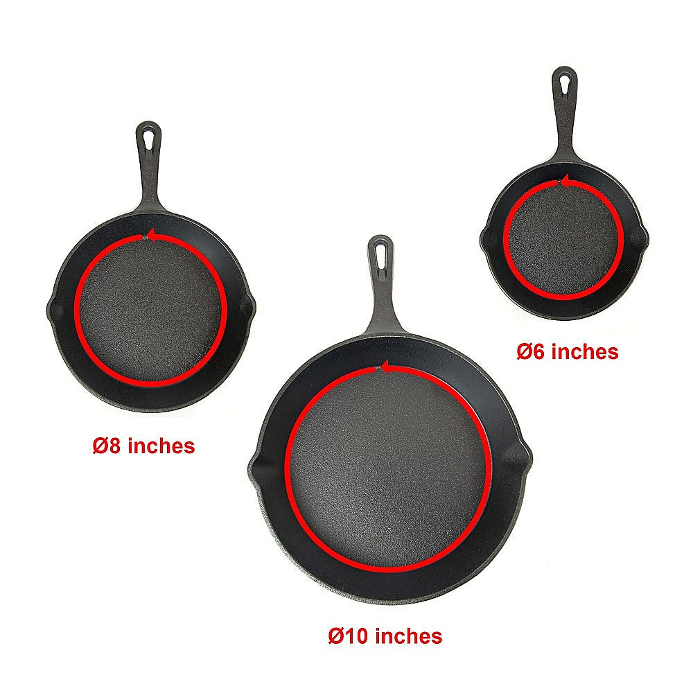 Kitchen Utensils: Pre Seasoned Cast Iron Skillet Fry Pan Set 3 Pcs Frying Pan Set