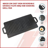 Kitchen Utensils: 46x22 cm Cast Iron Reversible Griddle Plate BBQ Hob Cooking Grill Pan