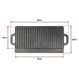 Kitchen Utensils: 46x22 cm Cast Iron Reversible Griddle Plate BBQ Hob Cooking Grill Pan
