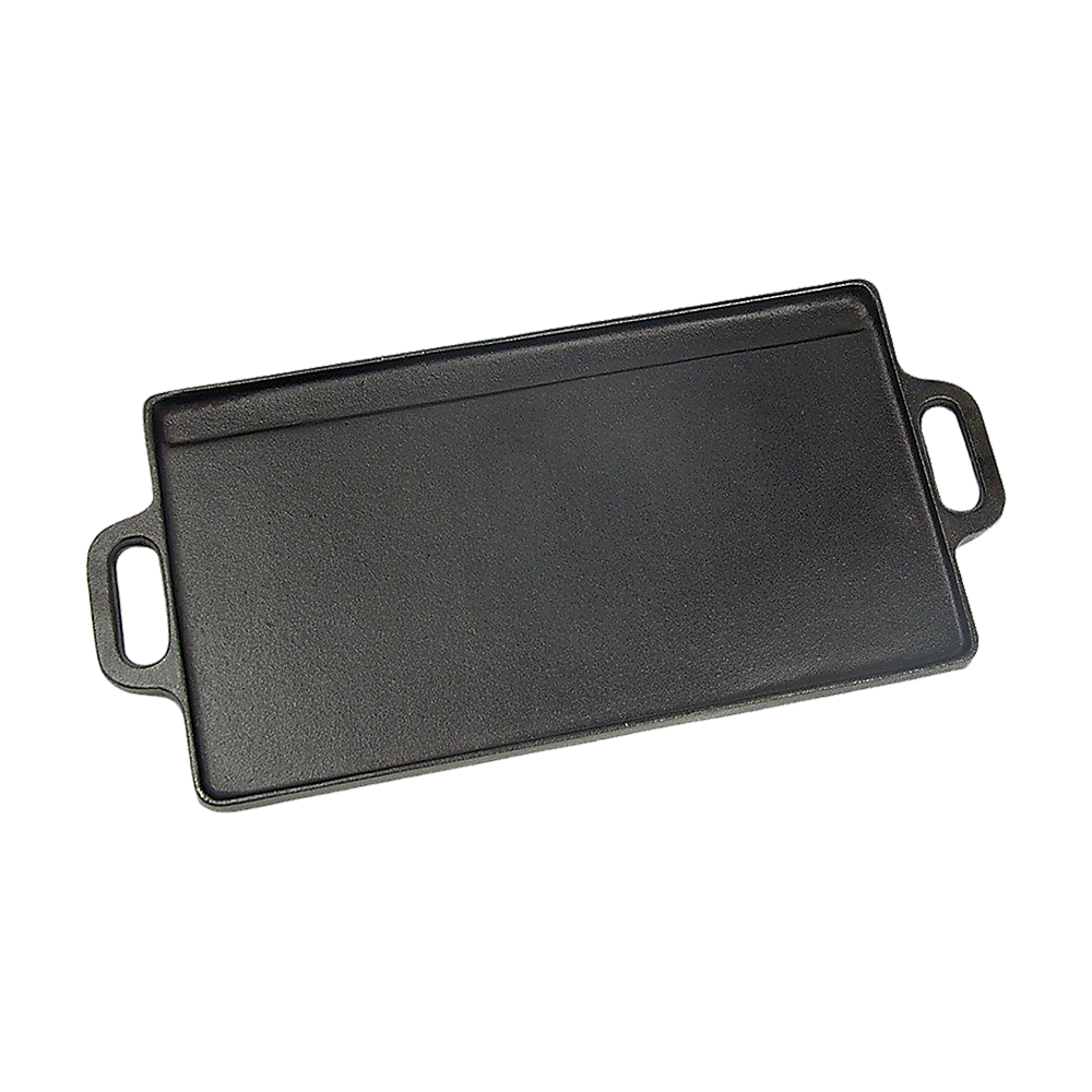 Kitchen Utensils: 46x22 cm Cast Iron Reversible Griddle Plate BBQ Hob Cooking Grill Pan