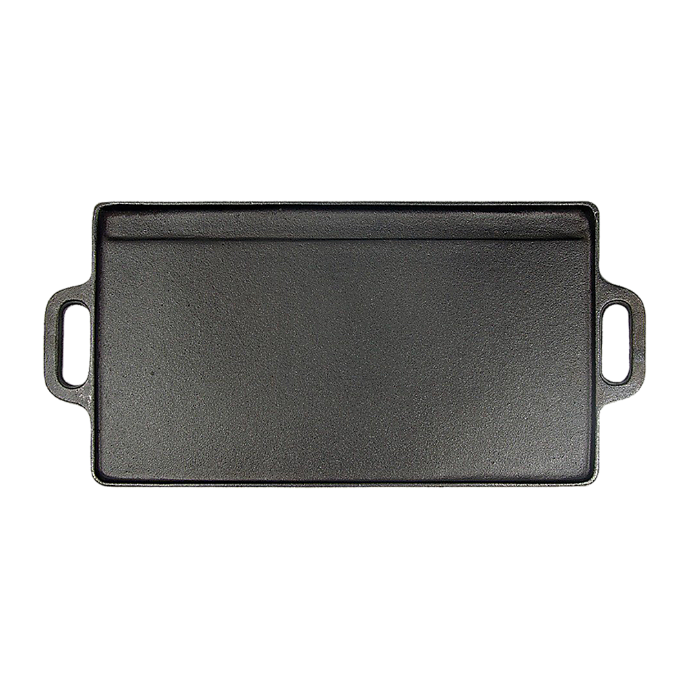 Kitchen Utensils: 46x22 cm Cast Iron Reversible Griddle Plate BBQ Hob Cooking Grill Pan