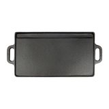 Kitchen Utensils: 46x22 cm Cast Iron Reversible Griddle Plate BBQ Hob Cooking Grill Pan