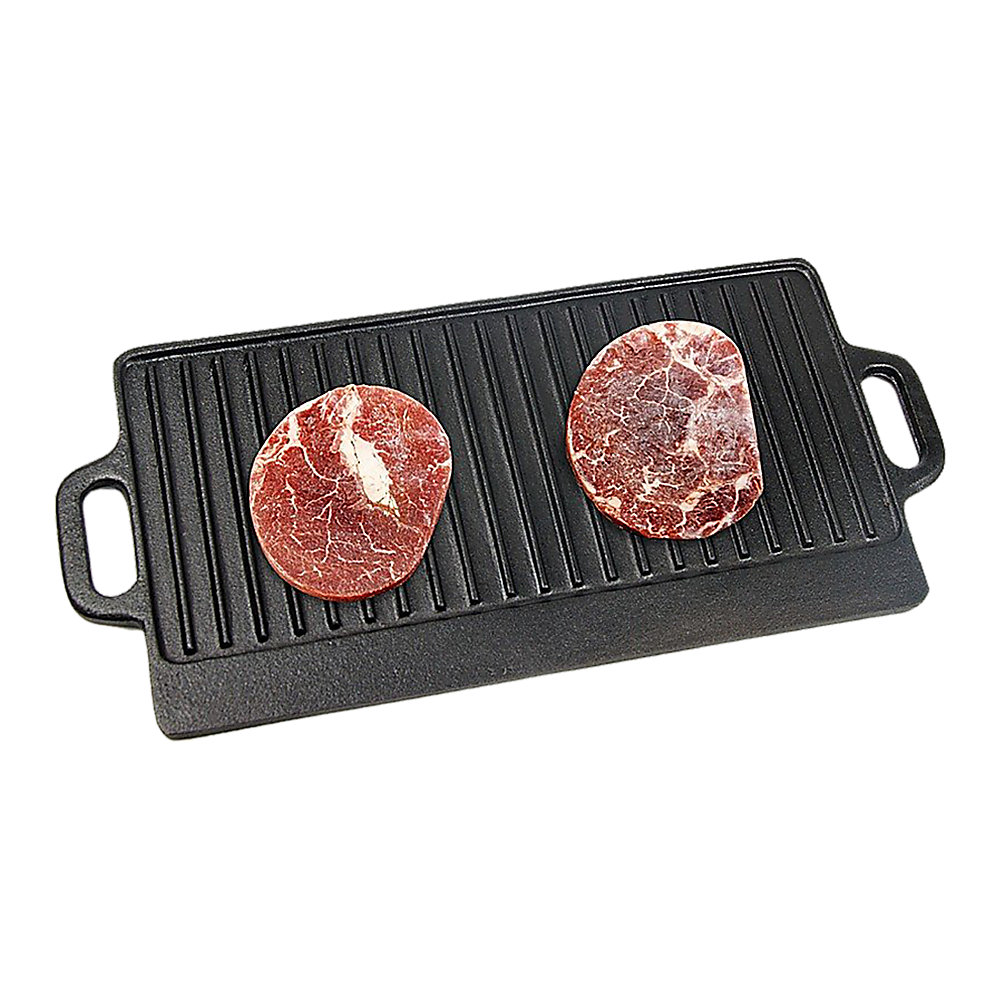 Kitchen Utensils: 46x22 cm Cast Iron Reversible Griddle Plate BBQ Hob Cooking Grill Pan