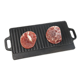Kitchen Utensils: 46x22 cm Cast Iron Reversible Griddle Plate BBQ Hob Cooking Grill Pan
