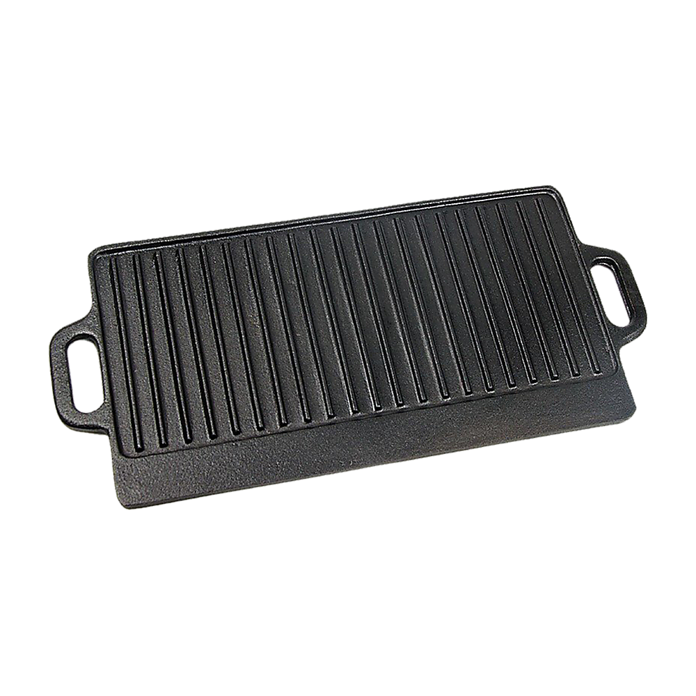 Kitchen Utensils: 46x22 cm Cast Iron Reversible Griddle Plate BBQ Hob Cooking Grill Pan