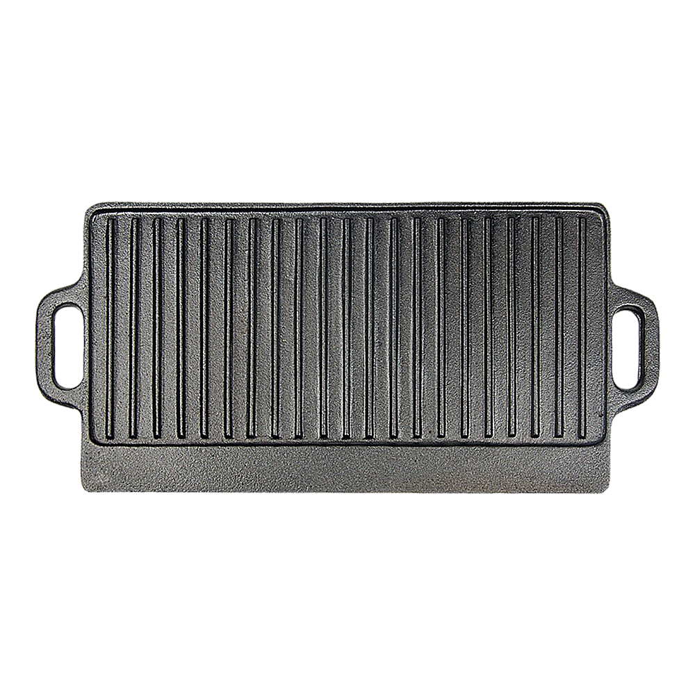 Kitchen Utensils: 46x22 cm Cast Iron Reversible Griddle Plate BBQ Hob Cooking Grill Pan