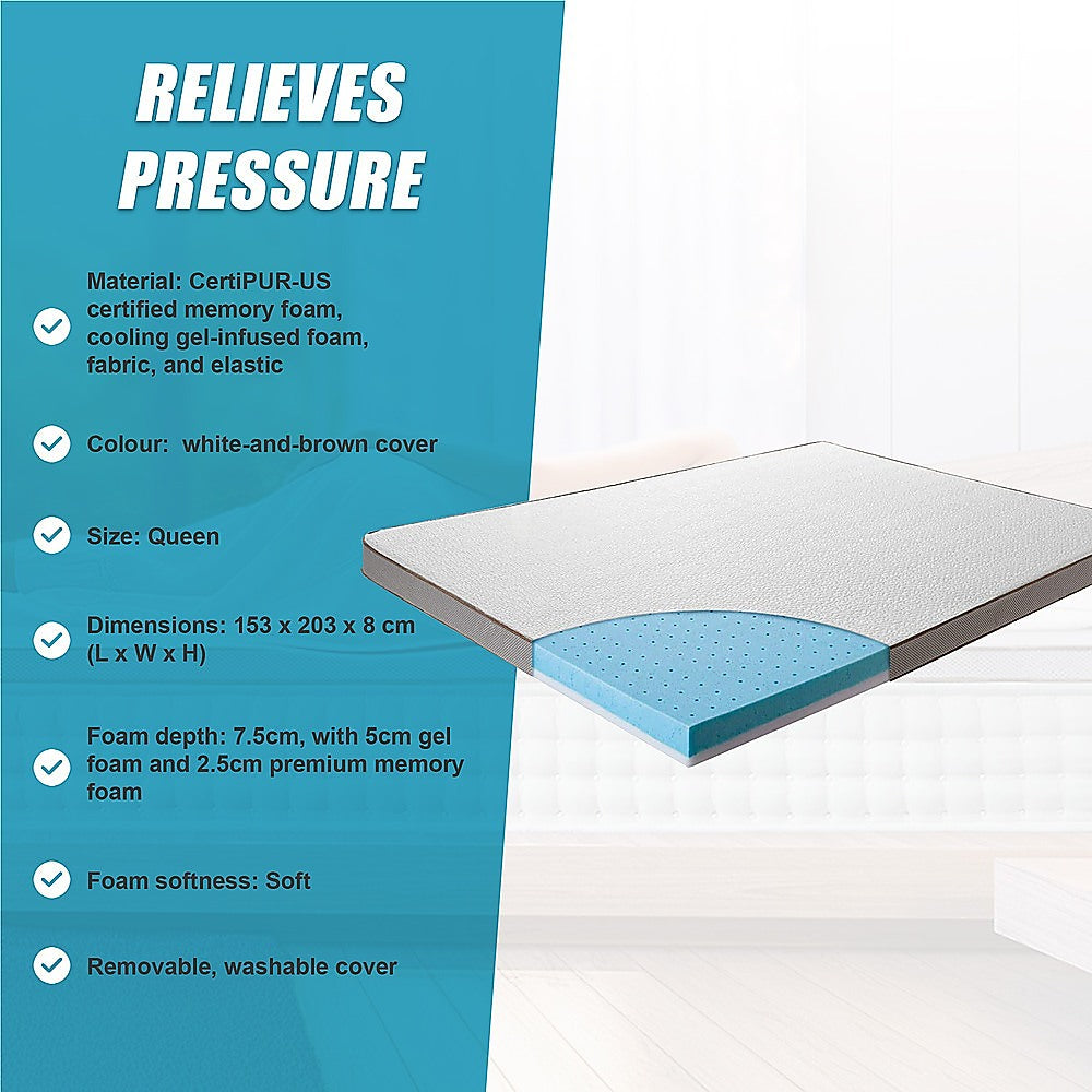 Mattress Toppers: Queen Cooling Gel Memory Foam Mattress Topper  CertiPUR-US Certified Foam
