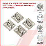 Gardening Accessories: 4X M6 304 Stainless Steel Oblong Pad Eye Plate Marine Hardware Staple Hook