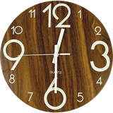 Clocks: Glow In Dark Wall Clock Luminous Quartz Quiet Wooden Home Decor 30cm