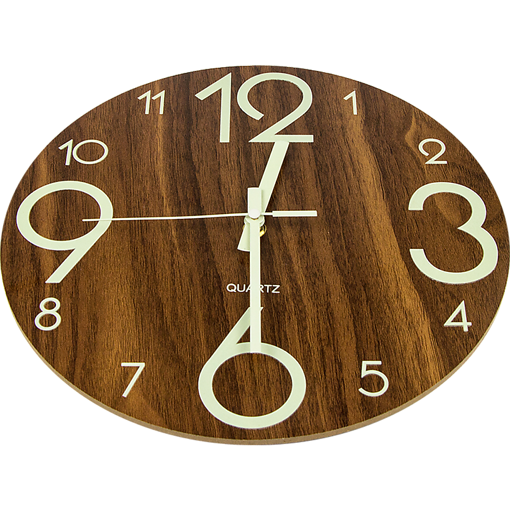 Clocks: Glow In Dark Wall Clock Luminous Quartz Quiet Wooden Home Decor 30cm