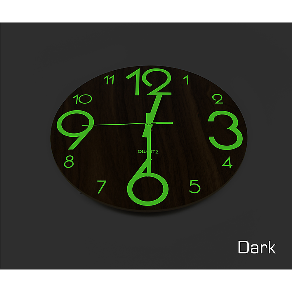 Clocks: Glow In Dark Wall Clock Luminous Quartz Quiet Wooden Home Decor 30cm