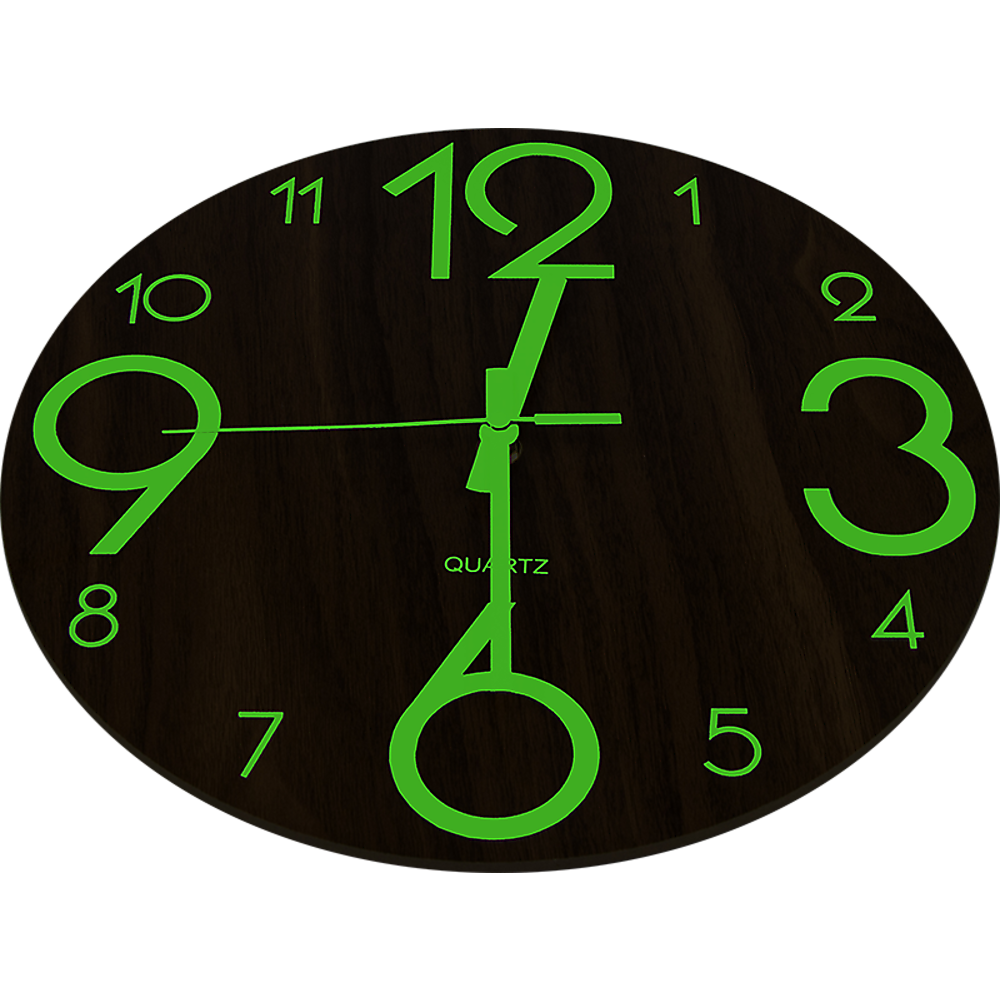 Clocks: Glow In Dark Wall Clock Luminous Quartz Quiet Wooden Home Decor 30cm