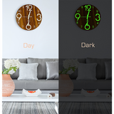 Clocks: Glow In Dark Wall Clock Luminous Quartz Quiet Wooden Home Decor 30cm