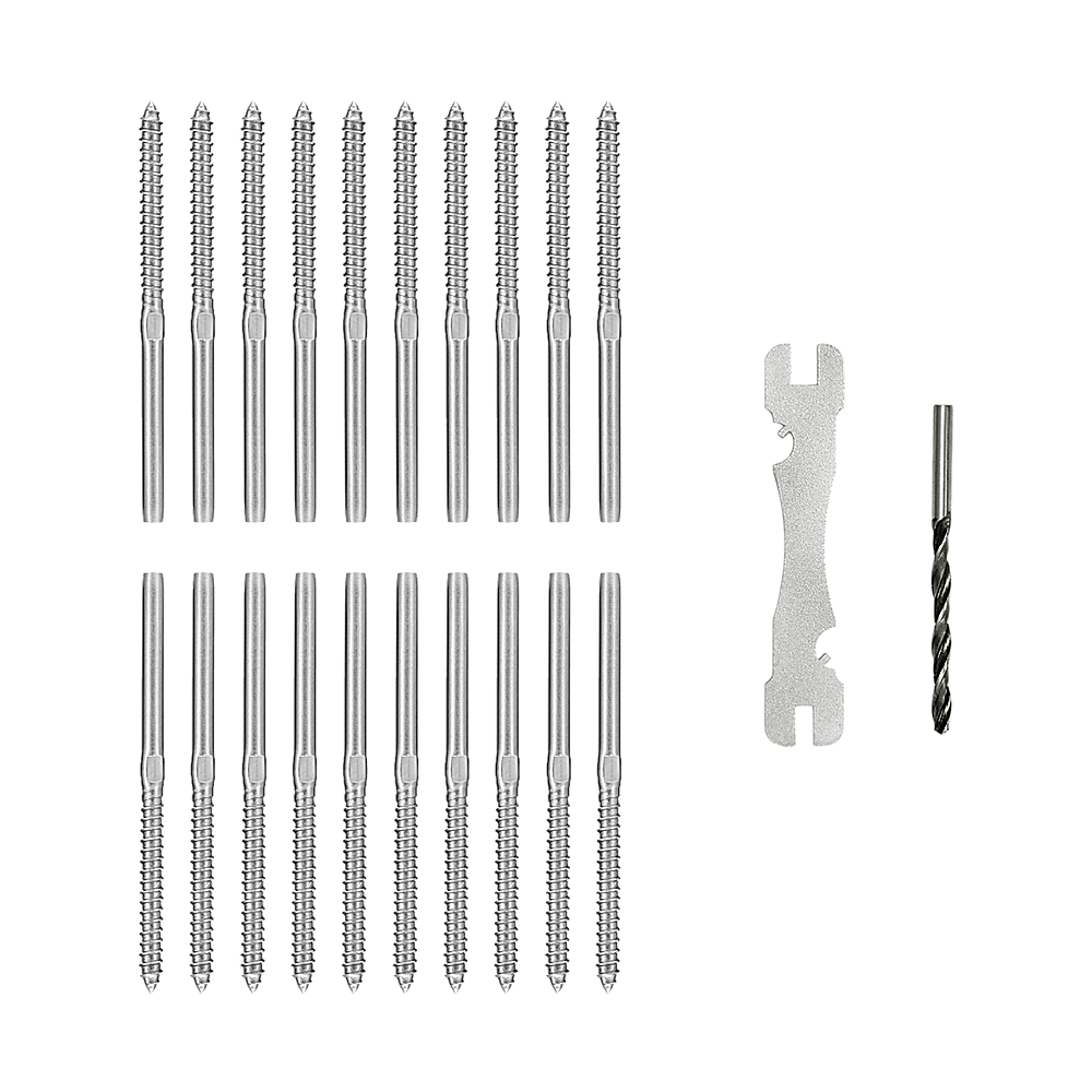 Hardware Hooks: Stainless Steel DIY Rope Balustrade Kit 3.2mm Swage 2 x Lag Screw Term - 10 pack