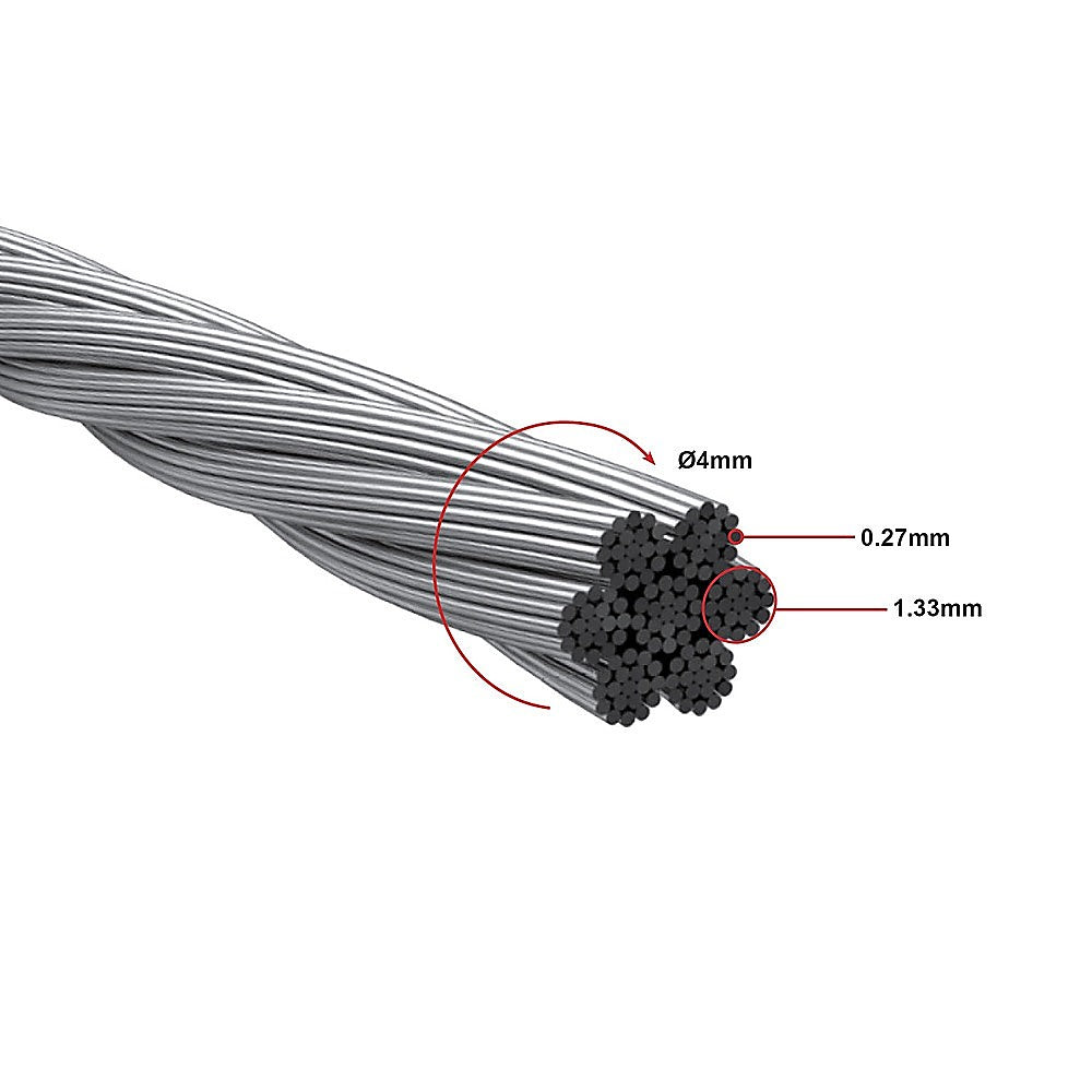 Hardware Hooks: 50M 316 Marine Stainless Steel Wire Rope Cable Decking Balustrade Rigging 7x19 4mm