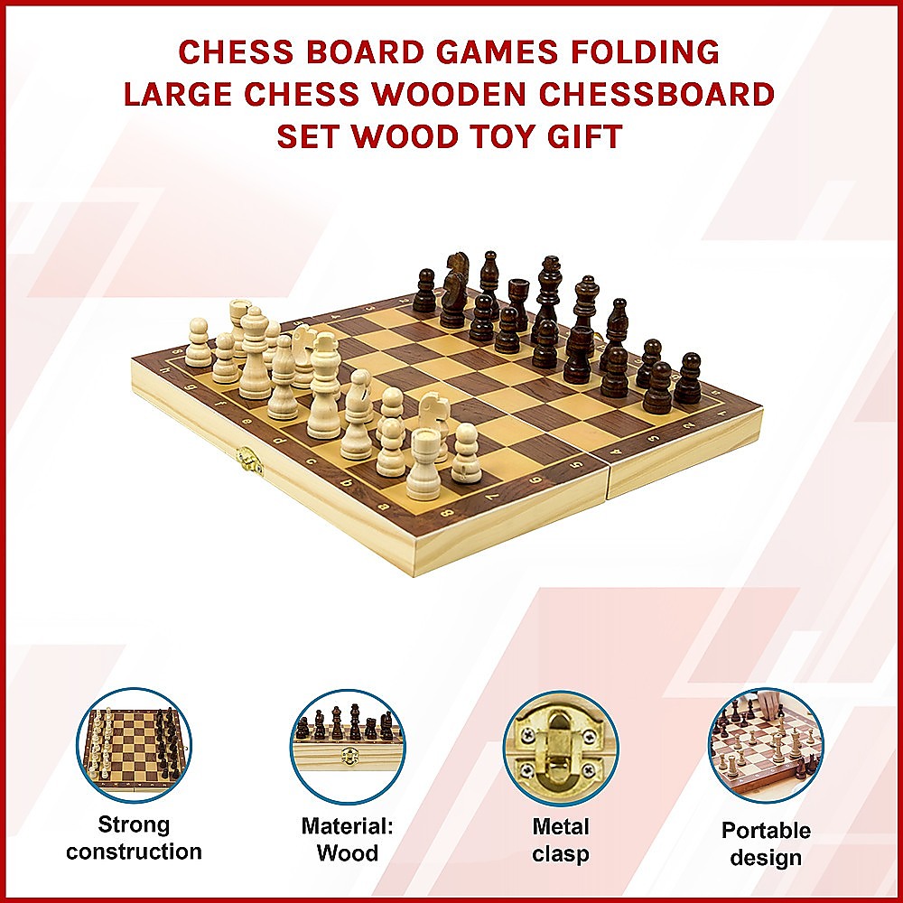 Activity Games: Chess Board Games Folding Large Chess Wooden Chessboard Set Wood Toy Gift