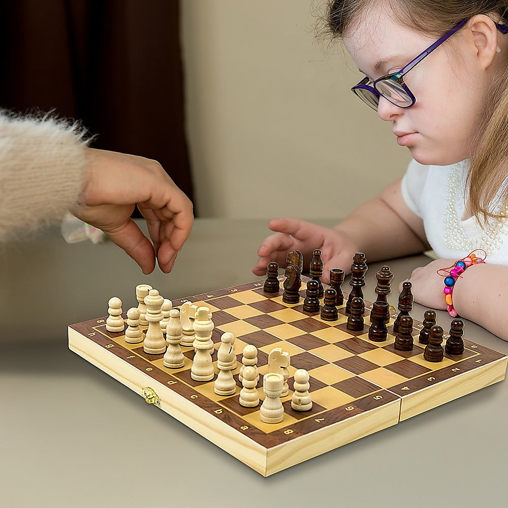 Activity Games: Chess Board Games Folding Large Chess Wooden Chessboard Set Wood Toy Gift