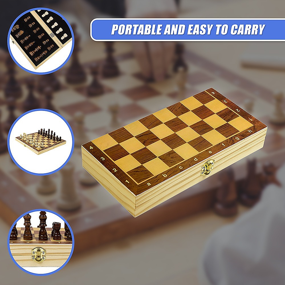 Activity Games: Chess Board Games Folding Large Chess Wooden Chessboard Set Wood Toy Gift