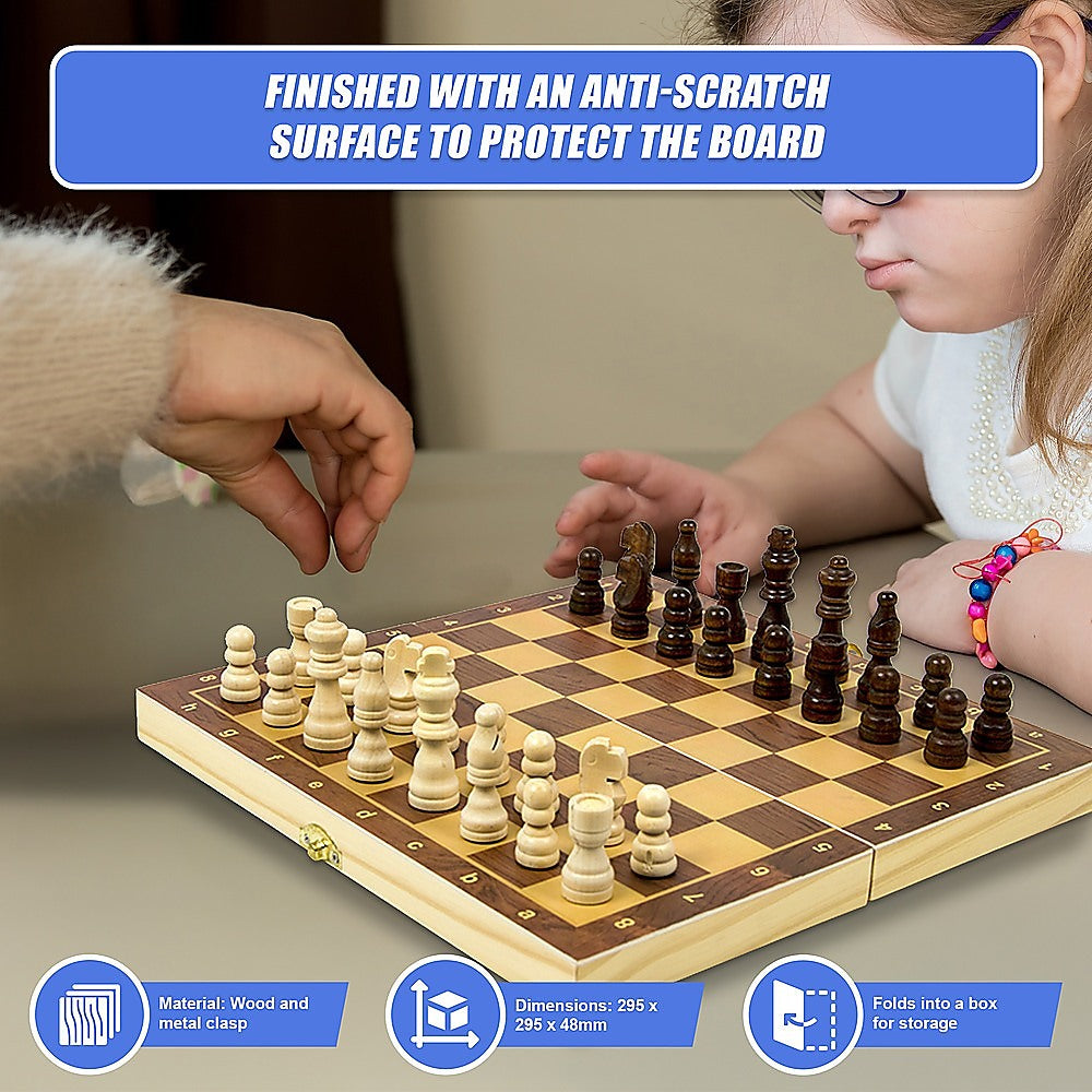 Activity Games: Chess Board Games Folding Large Chess Wooden Chessboard Set Wood Toy Gift