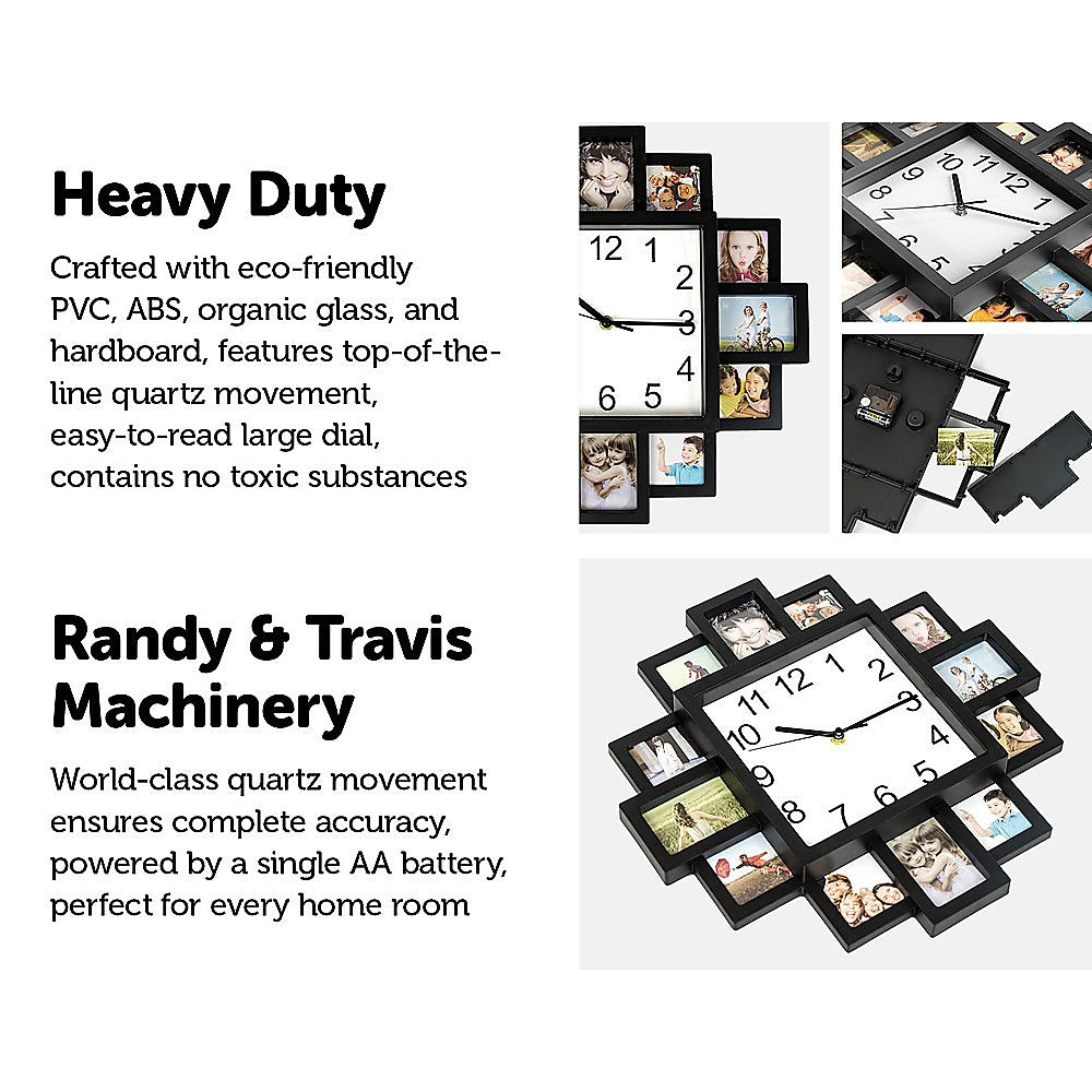 Clocks: Photo Frame Clock Picture Collage 12Picture Display Photowall