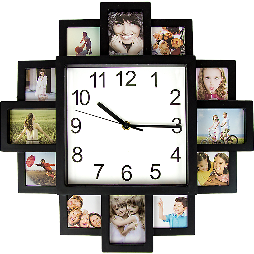 Clocks: Photo Frame Clock Picture Collage 12Picture Display Photowall
