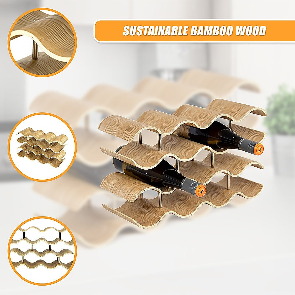Wine Racks: Wooden Wave Wine Rack/Creative Home Grape Wine Holder Shelf Cabinet/Bottle Rack