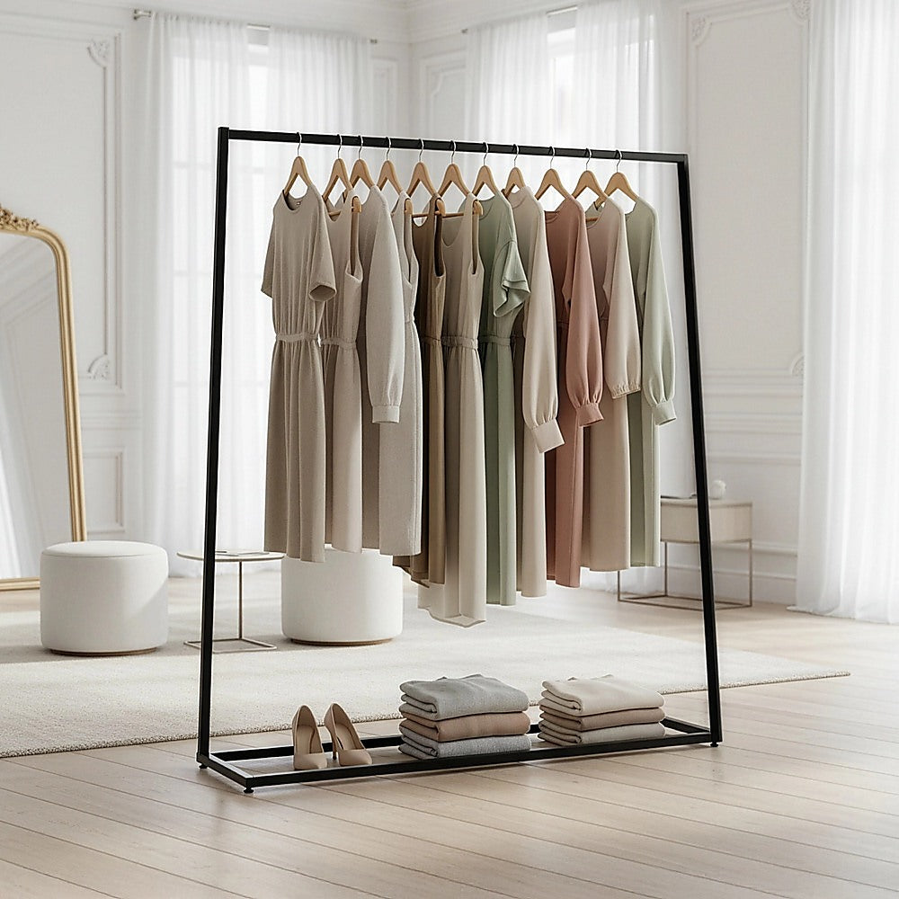 Clothing & Wardrobe Storage: Commercial Clothing Garment Rack Retail Shop Black