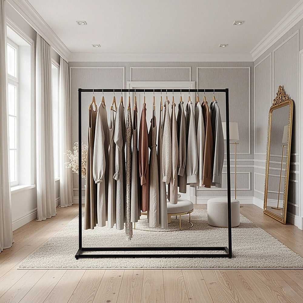 Clothing & Wardrobe Storage: Commercial Clothing Garment Rack Retail Shop Black