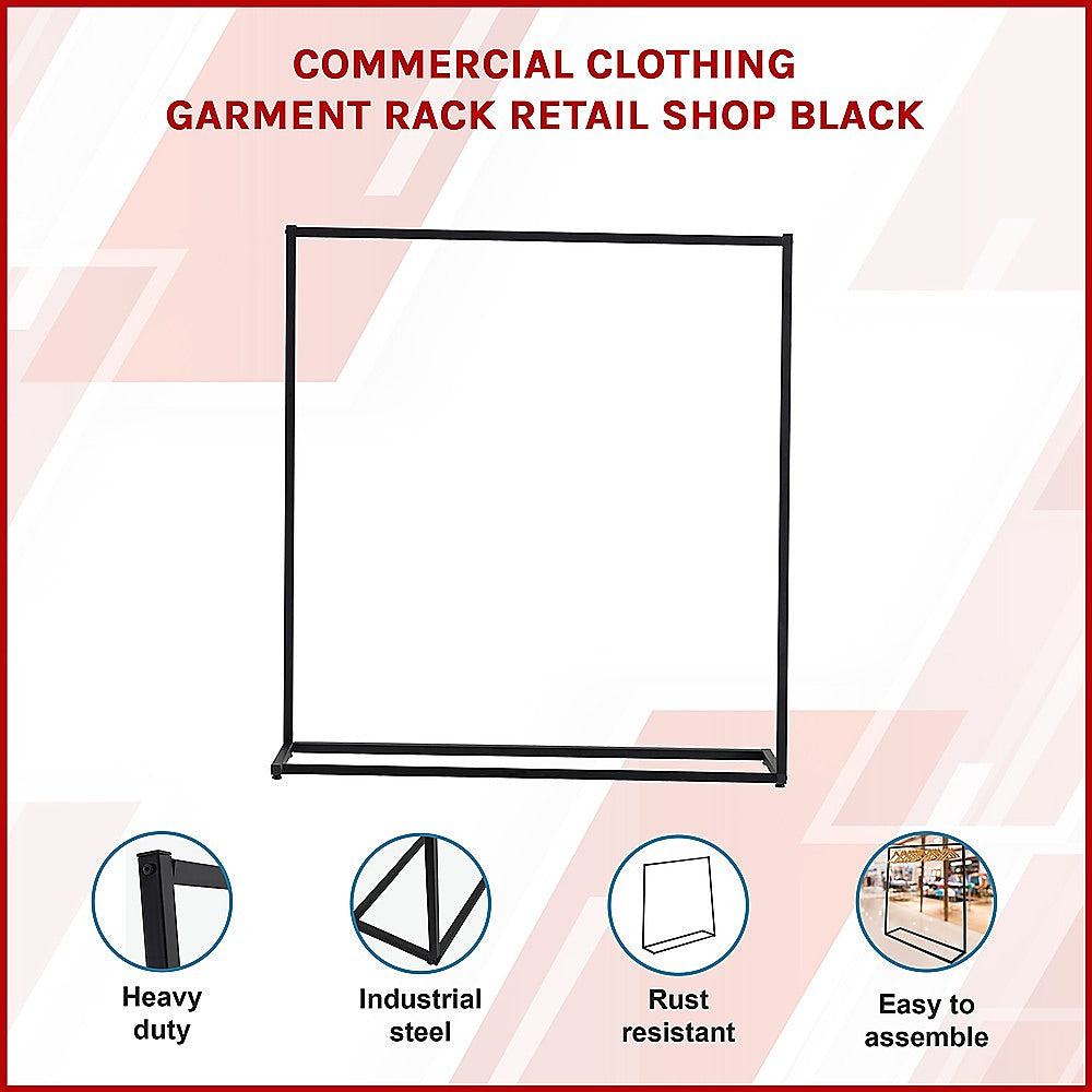 Clothing & Wardrobe Storage: Commercial Clothing Garment Rack Retail Shop Black