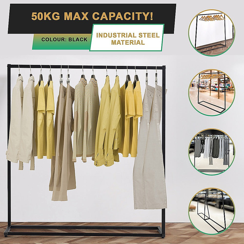 Clothing & Wardrobe Storage: Commercial Clothing Garment Rack Retail Shop Black