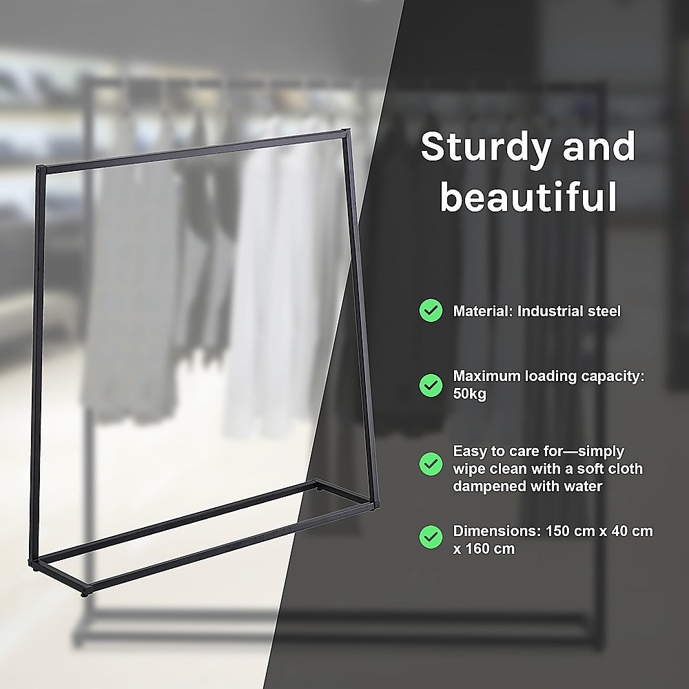 Clothing & Wardrobe Storage: Commercial Clothing Garment Rack Retail Shop Black