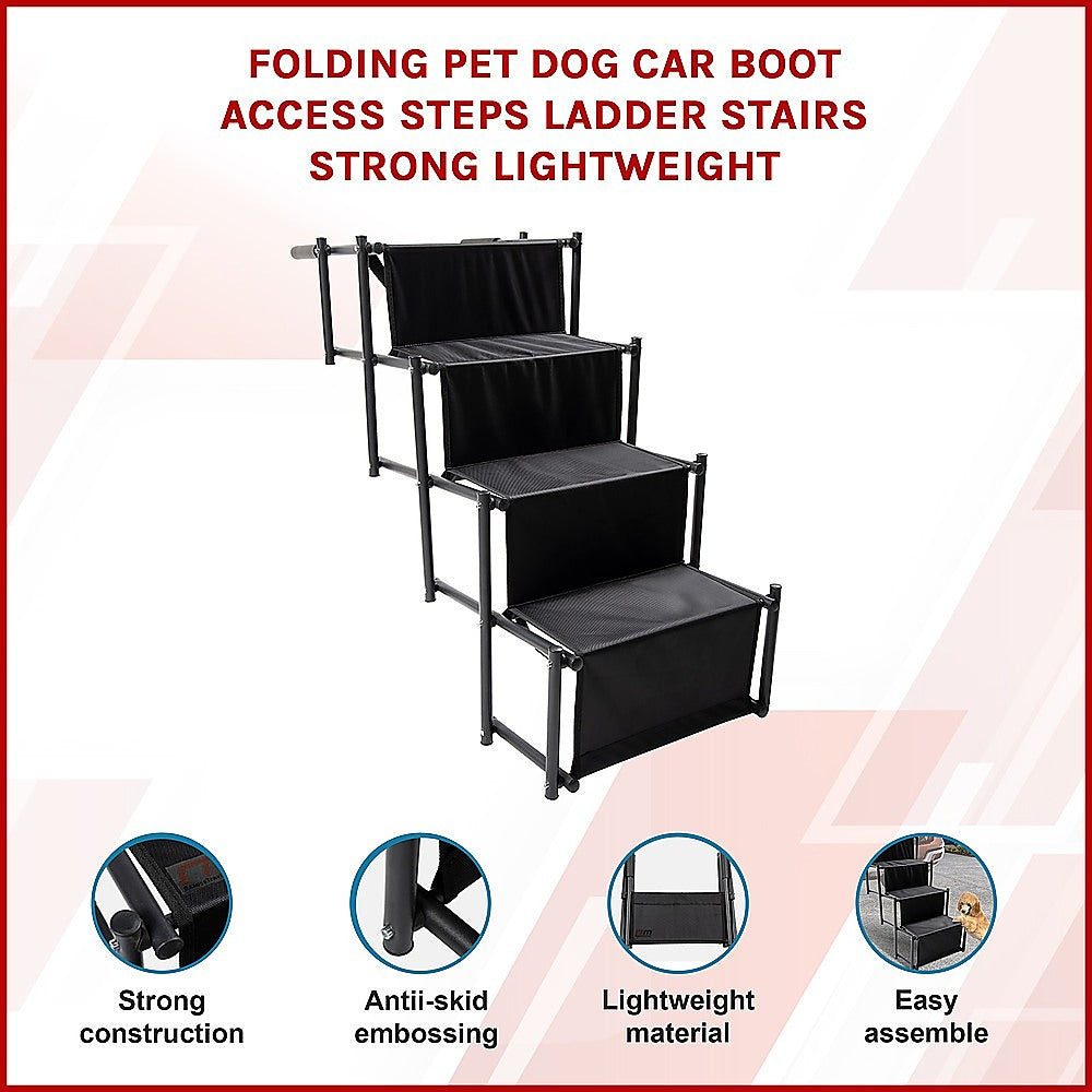 Pet Grooming Supplies: Folding Dog Car Boot Steps Ladder Lightweight Strong Pet Stairs