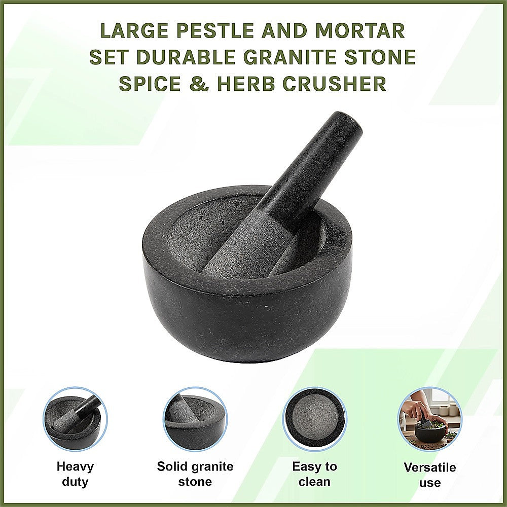Kitchen Utensils: Large Pestle and Mortar Set Durable Granite Stone Spice & Herb Crusher